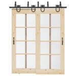 vidaXL Set feronerie pentru ușă glisantă, negru, 183 cm, oțel vidaXL Set feronerie pentru ușă glisantă, negru, 183 cm, oțel
