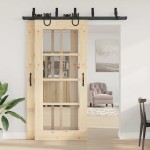 vidaXL Set feronerie pentru ușă glisantă, negru, 183 cm, oțel vidaXL Set feronerie pentru ușă glisantă, negru, 183 cm, oțel