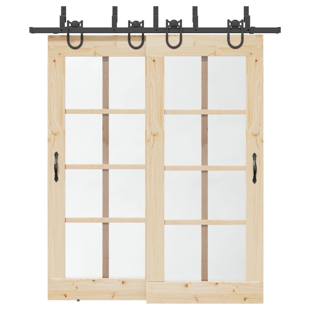 vidaXL Set feronerie pentru uși glisante, negru, 200 cm, oțel
