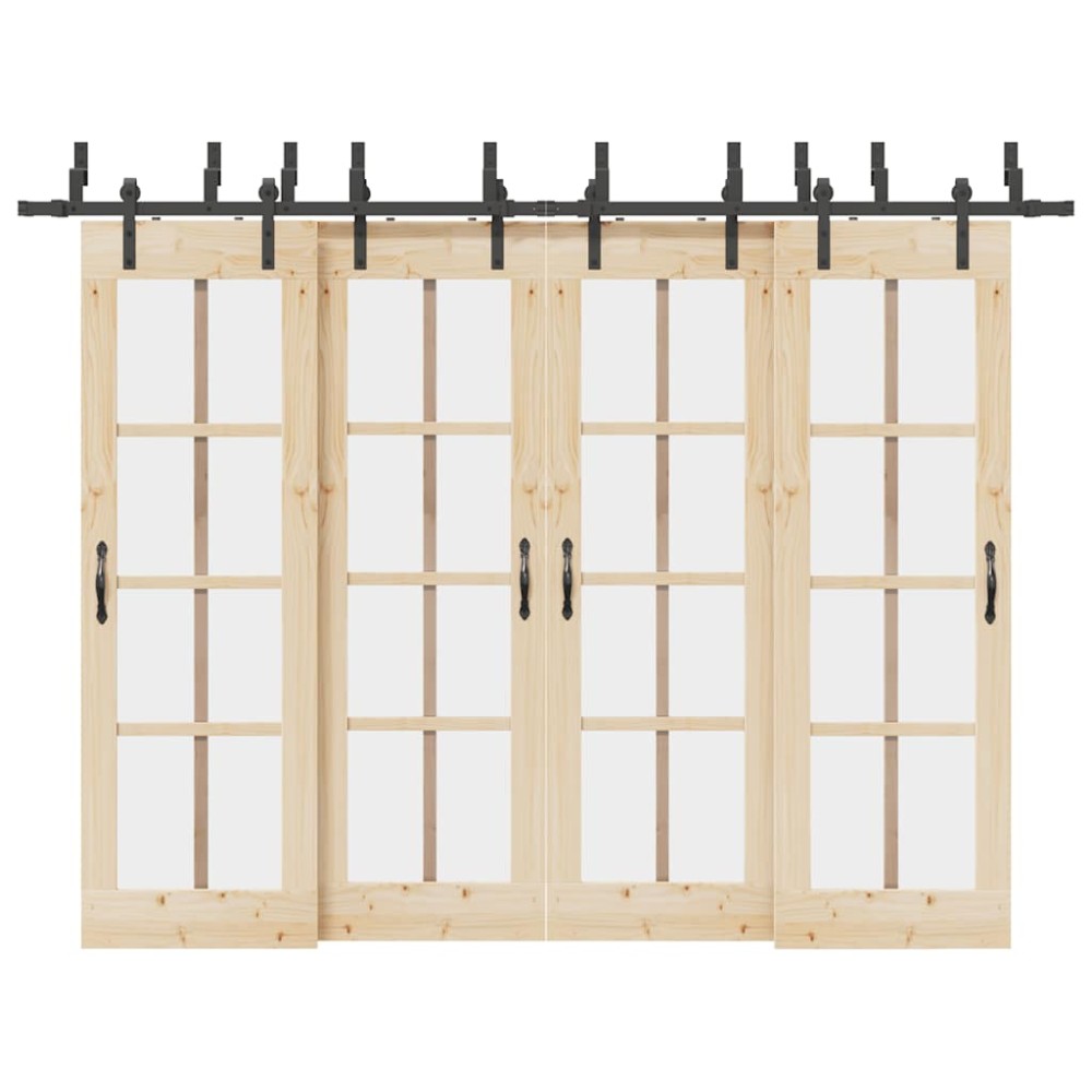 vidaXL Set feronerie pentru uși glisante, negru, 305 cm, oțel
