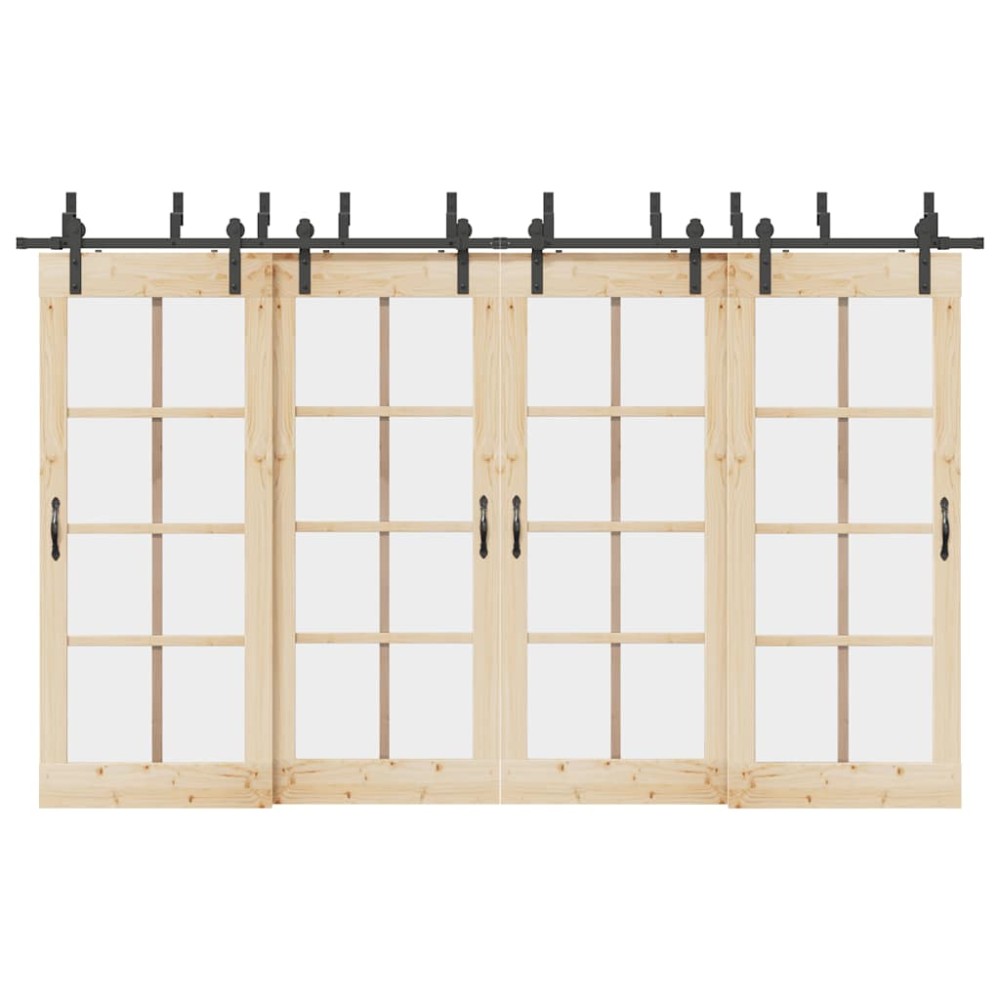 vidaXL Set feronerie pentru uși glisante, negru, 366 cm, oțel