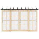 vidaXL Set feronerie pentru uși glisante, negru, 366 cm, oțel