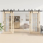 vidaXL Set feronerie pentru uși glisante, negru, 400 cm, oțel vidaXL Set feronerie pentru uși glisante, negru, 400 cm, oțel