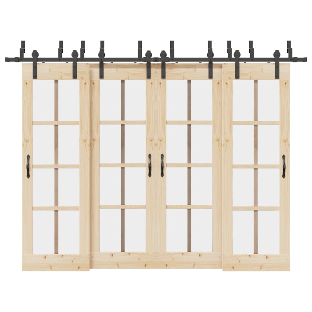 vidaXL Set feronerie pentru uși glisante, negru, 305 cm, oțel