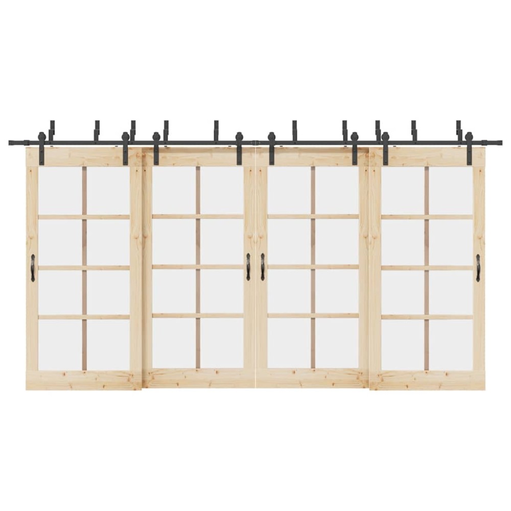 vidaXL Set feronerie pentru uși glisante, negru, 427 cm, oțel