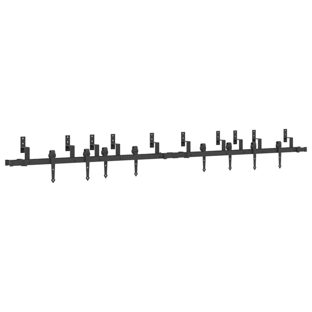 vidaXL Set feronerie pentru uși glisante, negru, 305 cm, oțel