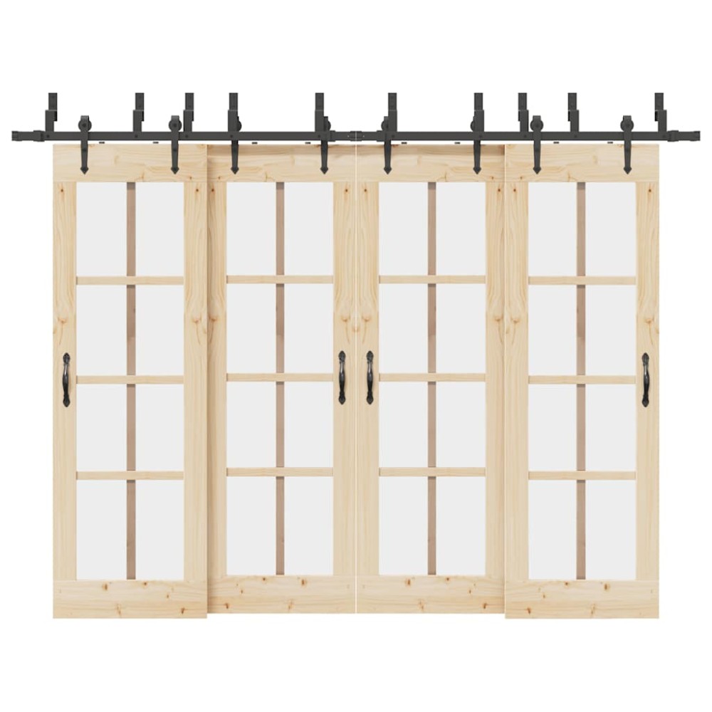 vidaXL Set feronerie pentru uși glisante, negru, 305 cm, oțel