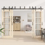 vidaXL Set feronerie pentru uși glisante, negru, 305 cm, oțel