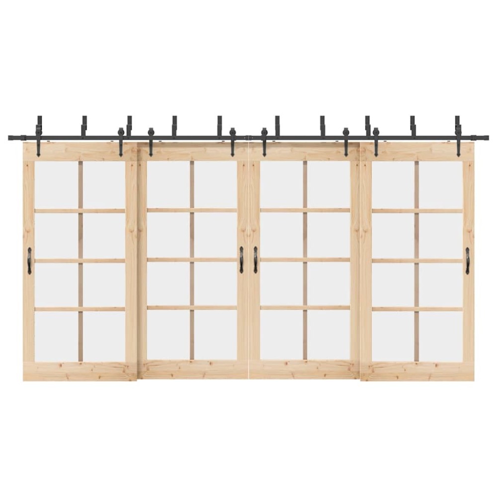 vidaXL Set feronerie pentru uși glisante, negru, 427 cm, oțel