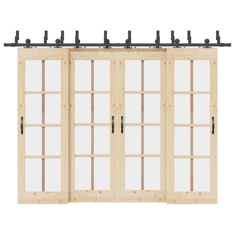 vidaXL Set feronerie pentru uși glisante, negru, 305 cm, oțel