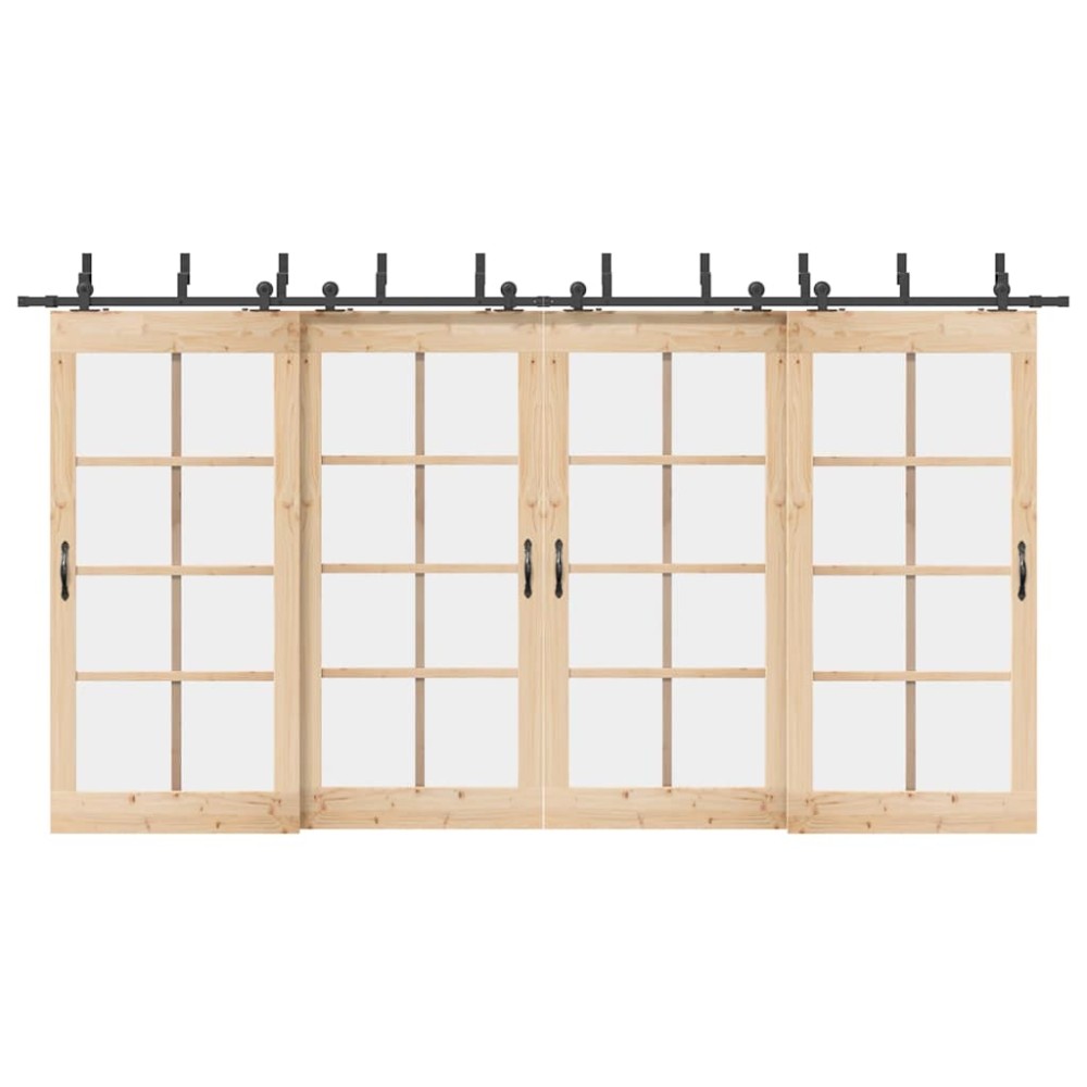 vidaXL Set feronerie pentru uși glisante, negru, 427 cm, oțel