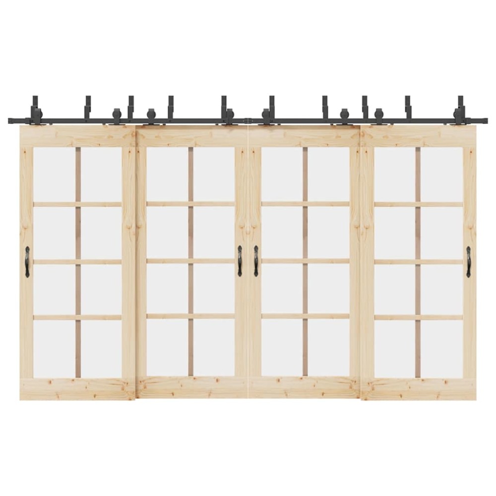 vidaXL Set feronerie pentru uși glisante, negru, 366 cm, oțel