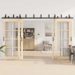 vidaXL Set feronerie pentru uși glisante, negru, 366 cm, oțel