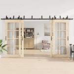vidaXL Set feronerie pentru uși glisante, negru, 400 cm, oțel