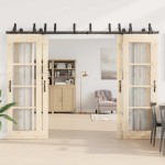 vidaXL Set feronerie pentru uși glisante, negru, 305 cm, oțel vidaXL Set feronerie pentru uși glisante, negru, 305 cm, oțel