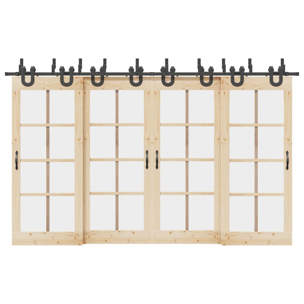 vidaXL Set feronerie pentru uși glisante, negru, 366 cm, oțel