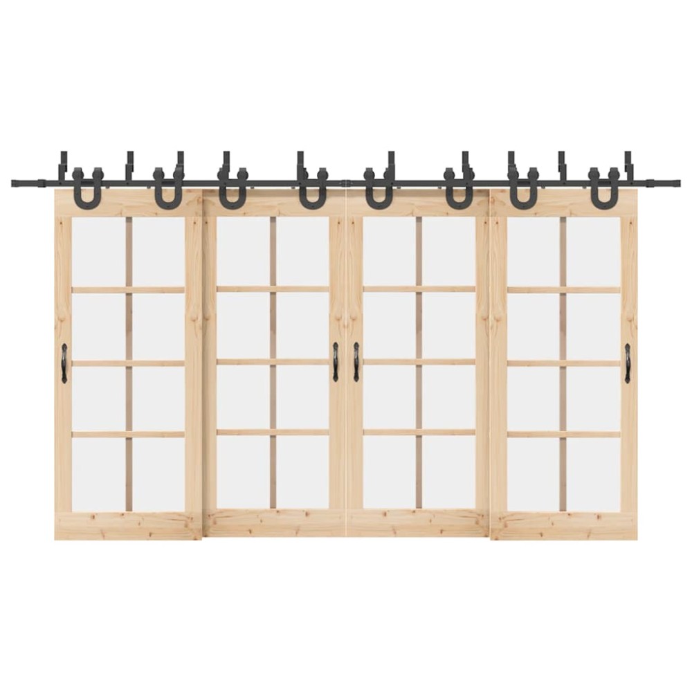 vidaXL Set feronerie pentru uși glisante, negru, 400 cm, oțel