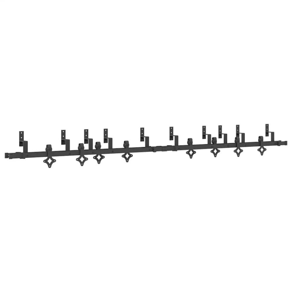 vidaXL Set feronerie pentru uși glisante, negru, 305 cm, oțel