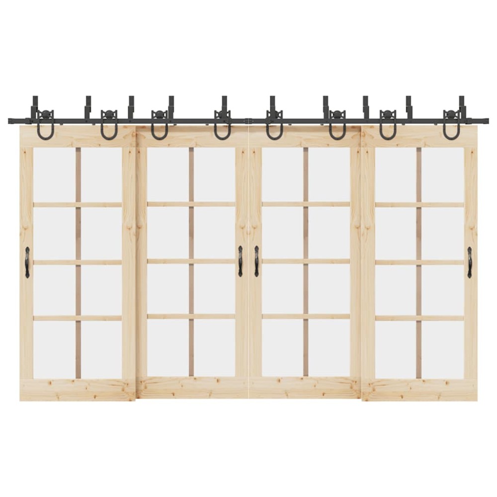 vidaXL Set feronerie pentru uși glisante, negru, 366 cm, oțel