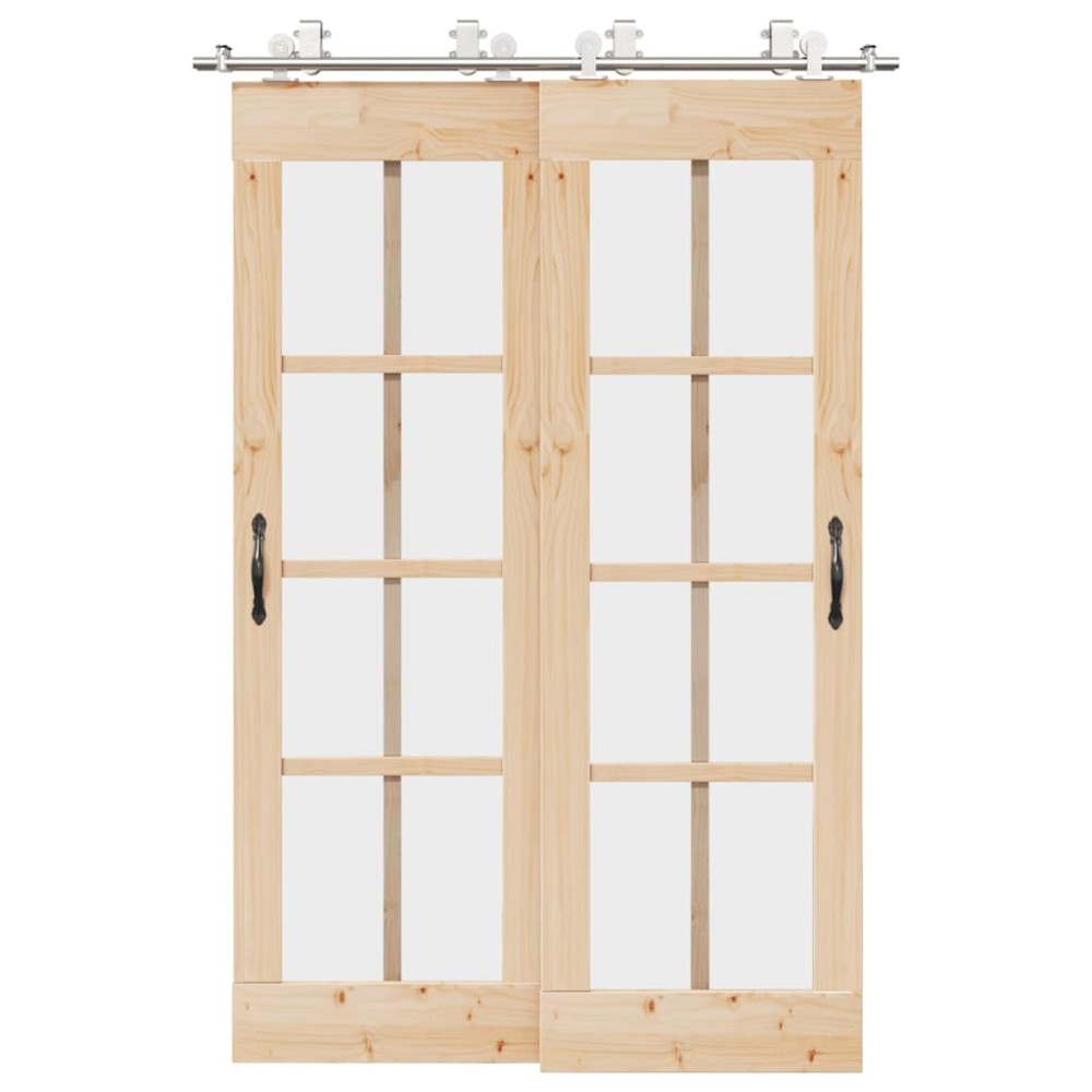 vidaXL Set piese pentru ușă glisantă, argintiu, 183 cm oțel inoxidabil