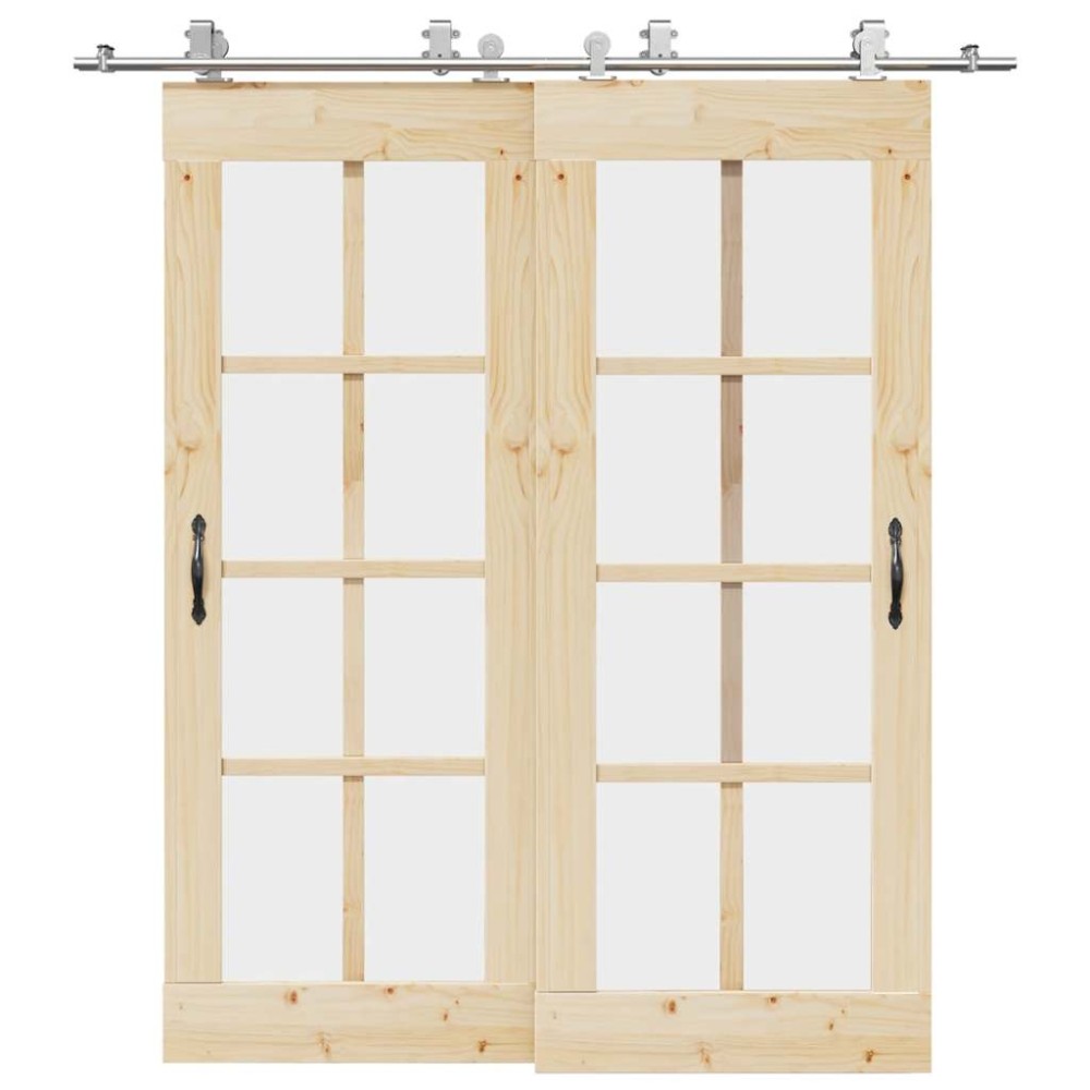 vidaXL Set piese pentru ușă glisantă, argintiu, 200 cm oțel inoxidabil