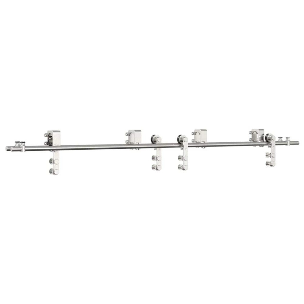 vidaXL Set piese pentru ușă glisantă, argintiu, 200 cm oțel inoxidabil