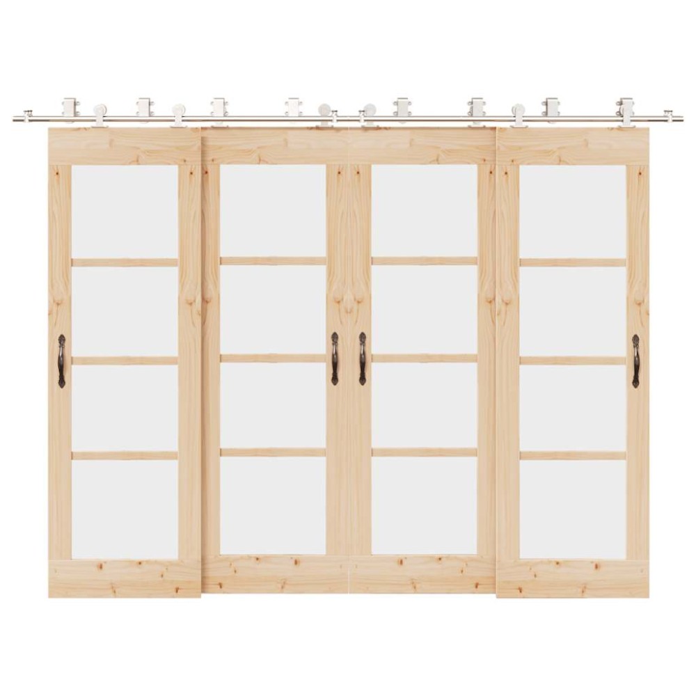 vidaXL Set piese pentru ușă glisantă, argintiu, 366 cm oțel inoxidabil
