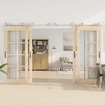 vidaXL Set piese pentru ușă glisantă, argintiu, 366 cm oțel inoxidabil vidaXL Set piese pentru ușă glisantă, argintiu, 366 cm oțel inoxidabil