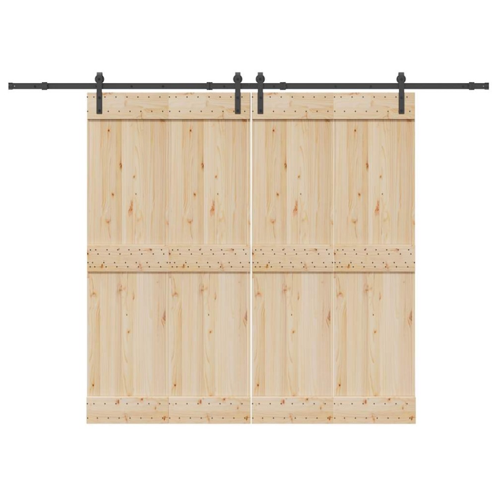 vidaXL Set feronerie pentru uși glisante, negru, 305 cm, oțel
