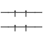 vidaXL Set feronerie pentru uși glisante, negru, 366 cm, oțel vidaXL Set feronerie pentru uși glisante, negru, 366 cm, oțel