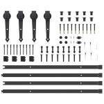 vidaXL Set feronerie pentru uși glisante, negru, 427 cm, oțel vidaXL Set feronerie pentru uși glisante, negru, 427 cm, oțel
