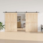vidaXL Set feronerie pentru uși glisante, negru, 400 cm, oțel