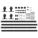 vidaXL Set feronerie pentru uși glisante, negru, 305 cm, oțel vidaXL Set feronerie pentru uși glisante, negru, 305 cm, oțel