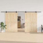 vidaXL Set feronerie pentru uși glisante, negru, 427 cm, oțel vidaXL Set feronerie pentru uși glisante, negru, 427 cm, oțel