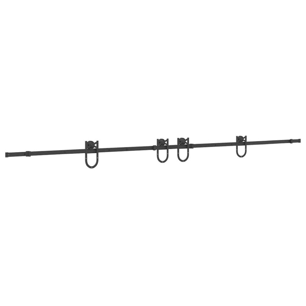 vidaXL Set feronerie pentru uși glisante, negru, 366 cm, oțel