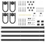 vidaXL Set feronerie pentru uși glisante, negru, 366 cm, oțel