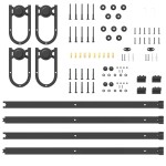 vidaXL Set feronerie pentru uși glisante, negru, 400 cm, oțel