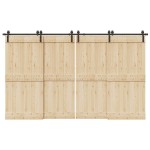 vidaXL Set feronerie pentru uși glisante, negru, 366 cm, oțel