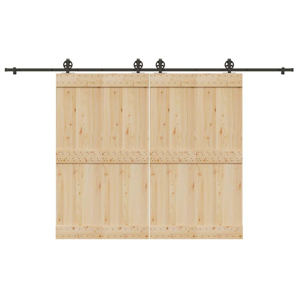 vidaXL Set feronerie pentru uși glisante, negru, 366 cm, oțel