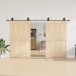 vidaXL Set feronerie pentru uși glisante, negru, 366 cm, oțel vidaXL Set feronerie pentru uși glisante, negru, 366 cm, oțel