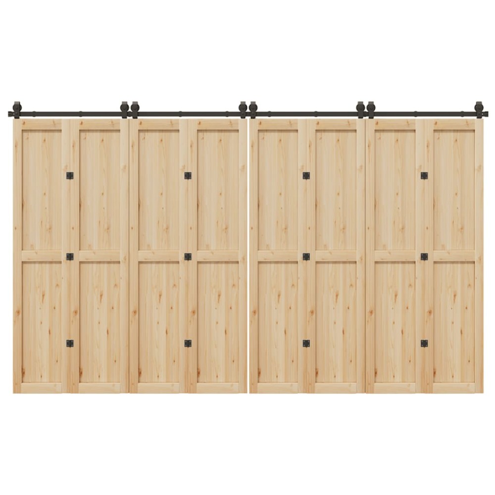 vidaXL Set feronerie pentru uși glisante, negru, 366 cm, oțel