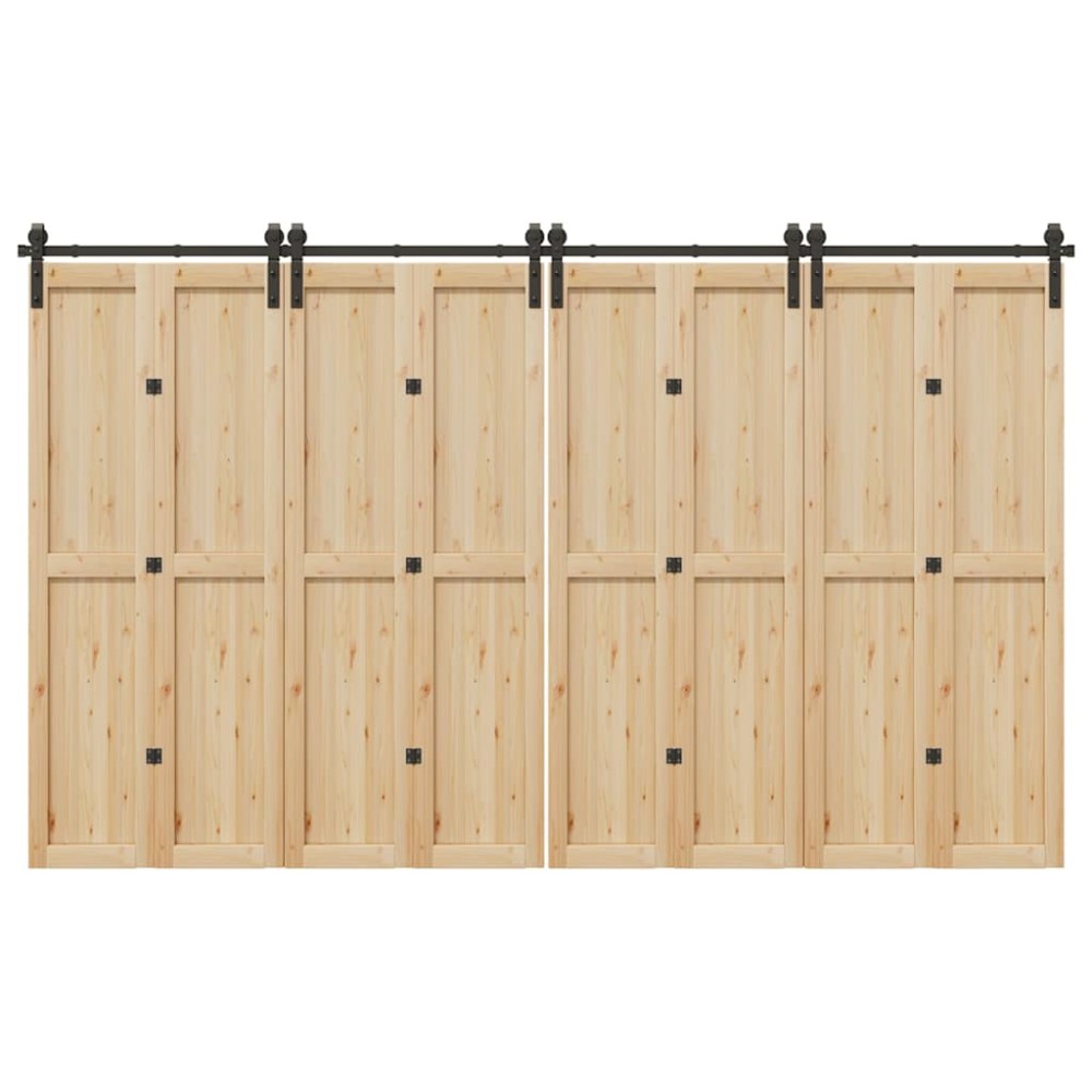 vidaXL Set feronerie pentru uși glisante, negru, 366 cm, oțel