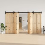 vidaXL Set feronerie pentru uși glisante, negru, 366 cm, oțel vidaXL Set feronerie pentru uși glisante, negru, 366 cm, oțel