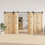 vidaXL Set feronerie pentru uși glisante, negru, 400 cm, oțel vidaXL Set feronerie pentru uși glisante, negru, 400 cm, oțel