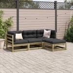 vidaXL Set canapele de grădină cu perne, 4 piese, lemn de pin tratat