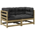 vidaXL Set canapele de grădină cu perne, 2 piese, lemn de pin tratat vidaXL Set canapele de grădină cu perne, 2 piese, lemn de pin tratat