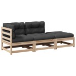 vidaXL Set canapele de grădină cu perne, 3 piese, lemn masiv de pin vidaXL Set canapele de grădină cu perne, 3 piese, lemn masiv de pin