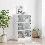 vidaXL Dulapuri înalte cu uși, alb, 68x37x109 cm, lemn prelucrat