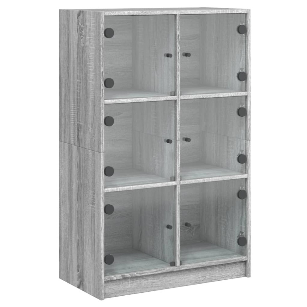 vidaXL Dulapuri înalte cu uși, gri sonoma, 68x37x109cm, lemn prelucrat