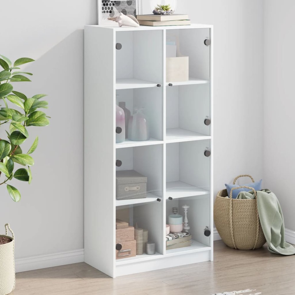 vidaXL Dulapuri înalte cu uși, alb, 68x37x142 cm, lemn prelucrat